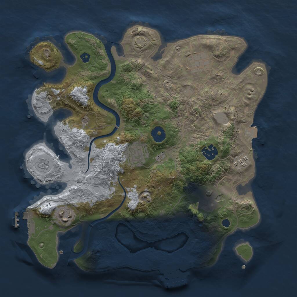 Rust Map: Procedural Map, Size: 3000, Seed: 74596869, 12 Monuments