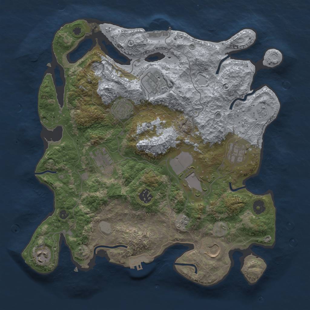 Rust Map: Procedural Map, Size: 3500, Seed: 1651721198, 18 Monuments