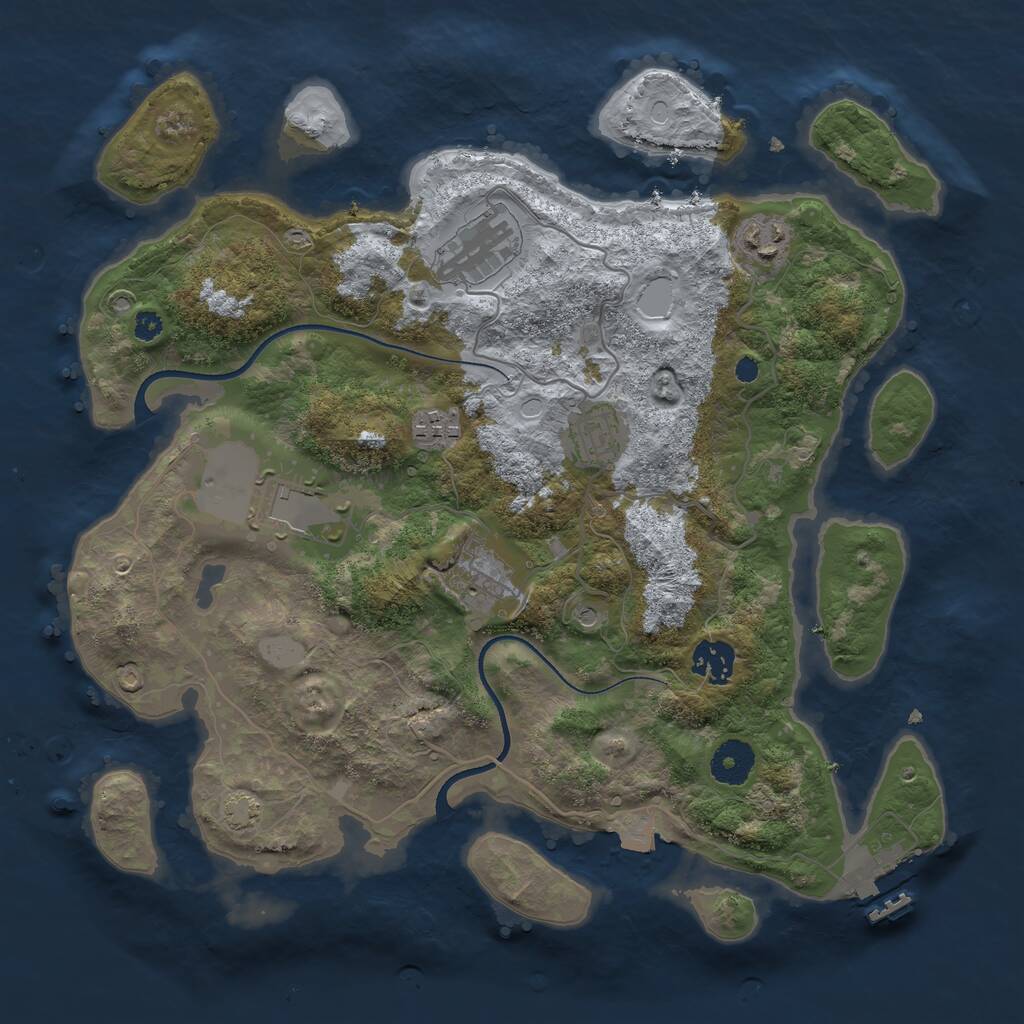 Rust Map: Procedural Map, Size: 3500, Seed: 20634378, 11 Monuments