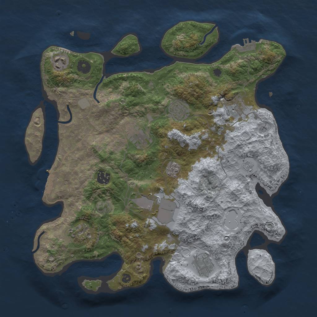 Rust Map: Procedural Map, Size: 3500, Seed: 1022846883, 18 Monuments