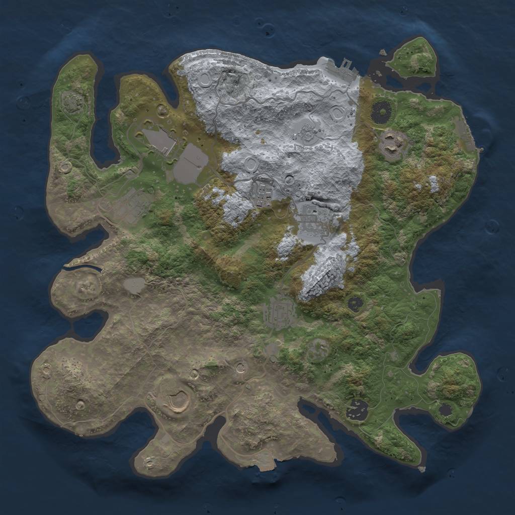 Rust Map: Procedural Map, Size: 3500, Seed: 1317987029, 16 Monuments