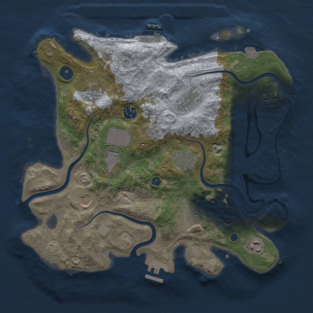 Rust Map: Procedural Map, Size: 3500, Seed: 377488327, 15 Monuments
