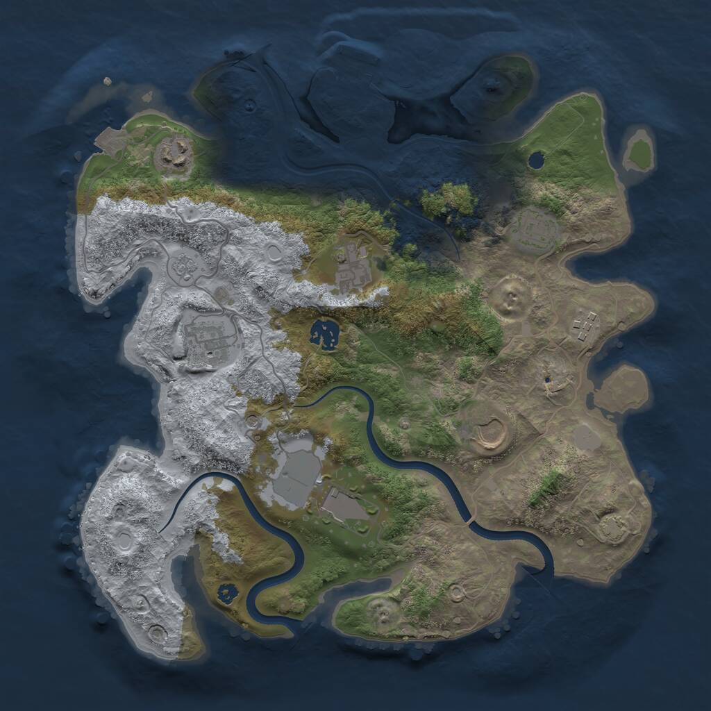 Rust Map: Procedural Map, Size: 3500, Seed: 1206880845, 13 Monuments
