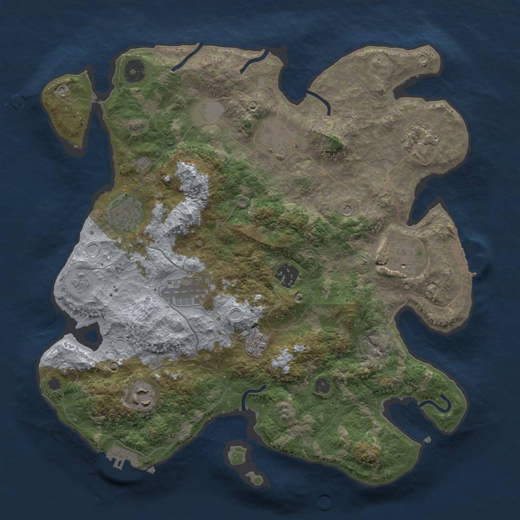 Rust Map: Procedural Map, Size: 3491, Seed: 1984, 17 Monuments