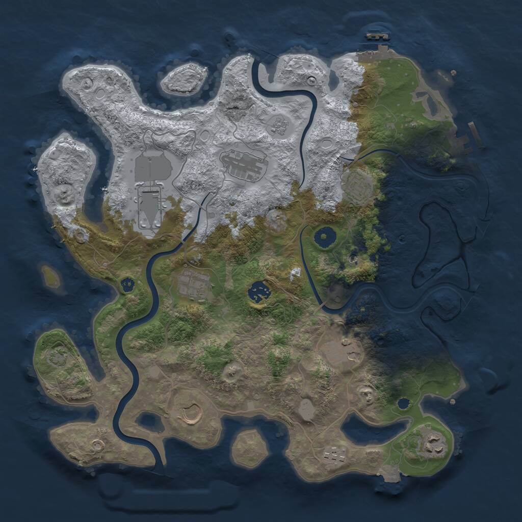 Rust Map: Procedural Map, Size: 3750, Seed: 755117365, 15 Monuments