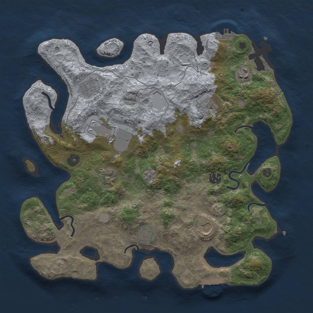 Rust Map: Procedural Map, Size: 3750, Seed: 755117365, 18 Monuments