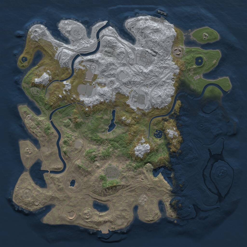 Rust Map: Procedural Map, Size: 4250, Seed: 1942870910, 14 Monuments