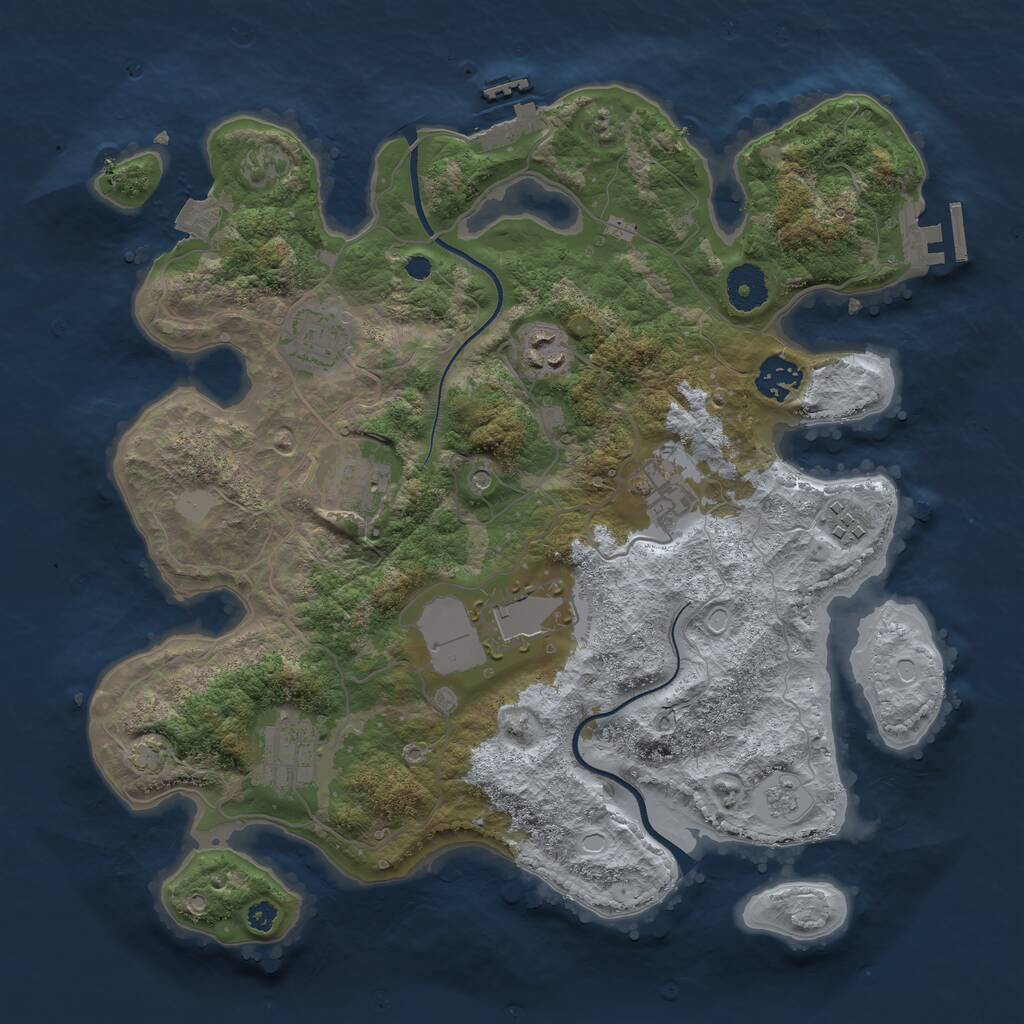 Rust Map: Procedural Map, Size: 3500, Seed: 90821728, 14 Monuments