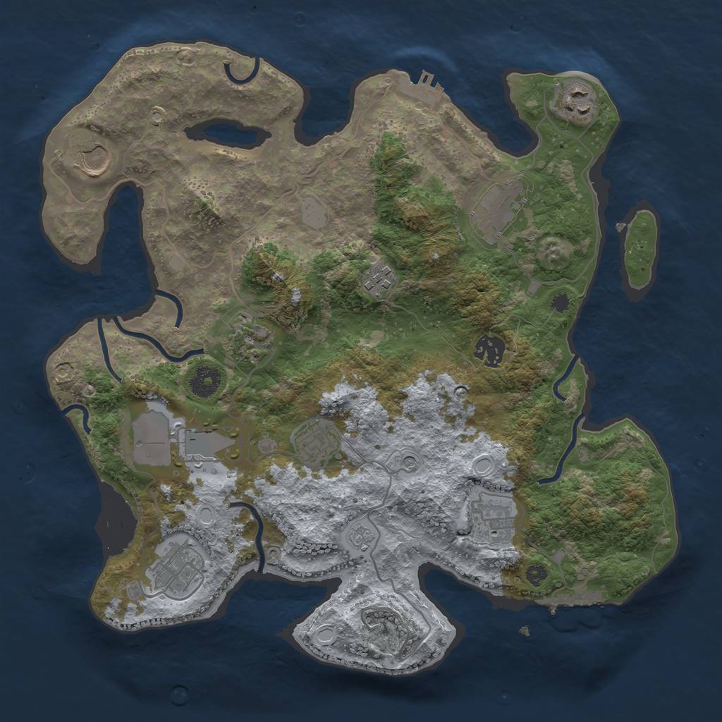 Rust Map: Procedural Map, Size: 3500, Seed: 682090086, 19 Monuments