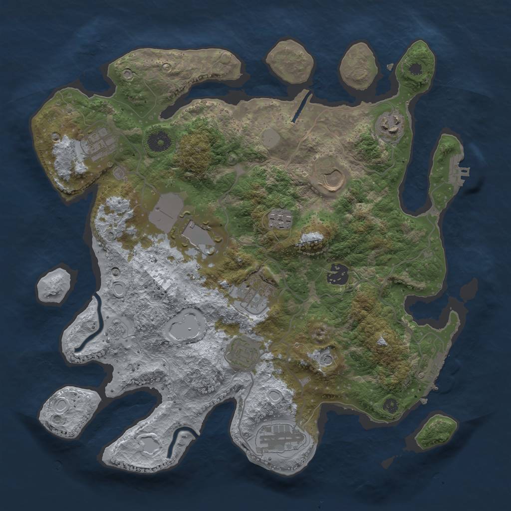 Rust Map: Procedural Map, Size: 3500, Seed: 169644, 18 Monuments