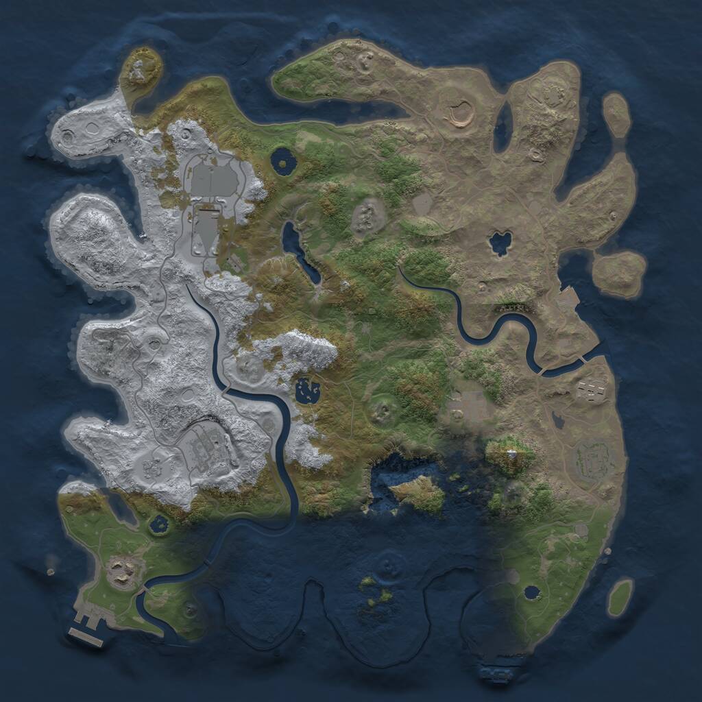Rust Map: Procedural Map, Size: 4000, Seed: 580844713, 14 Monuments