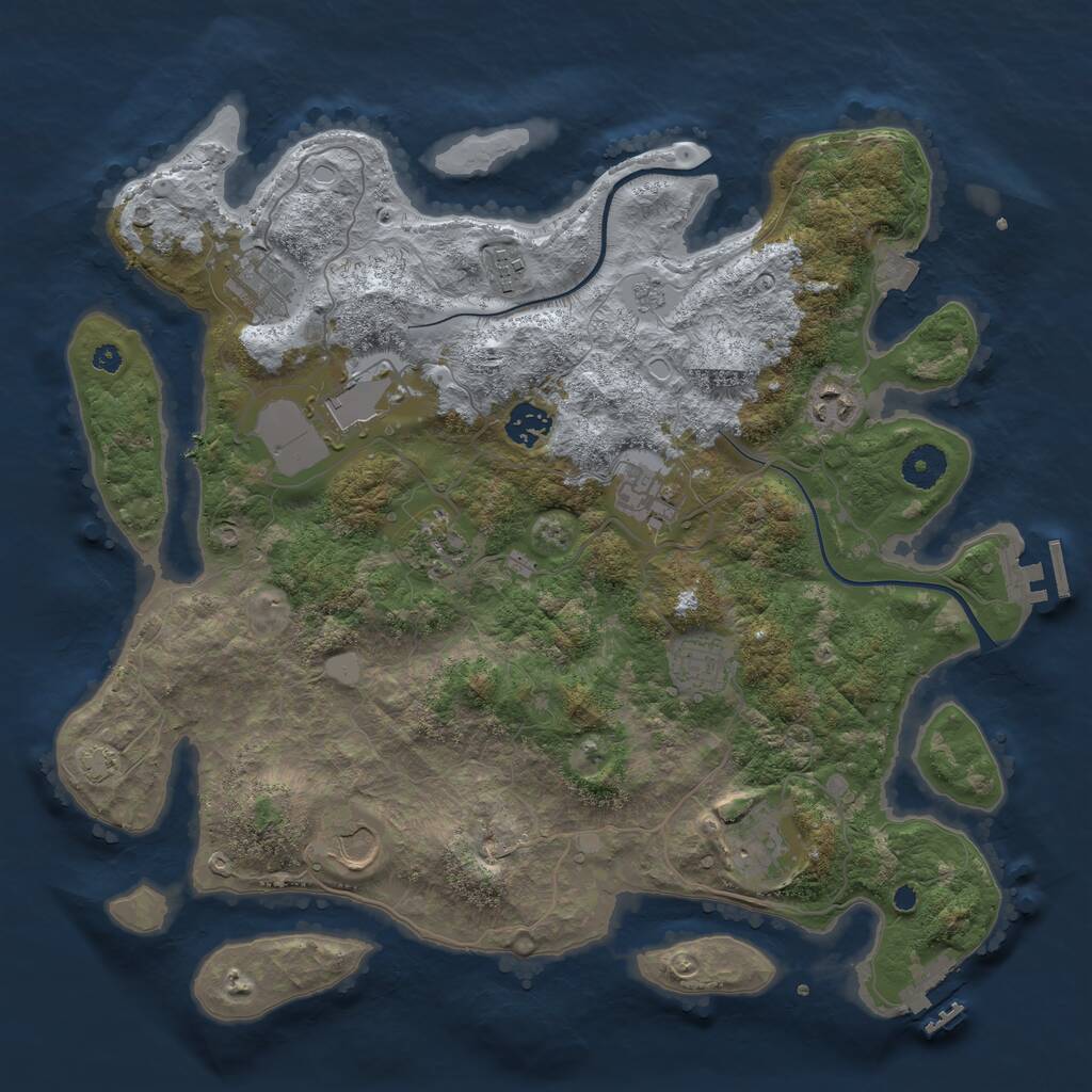 Rust Map: Procedural Map, Size: 3800, Seed: 124105741, 15 Monuments