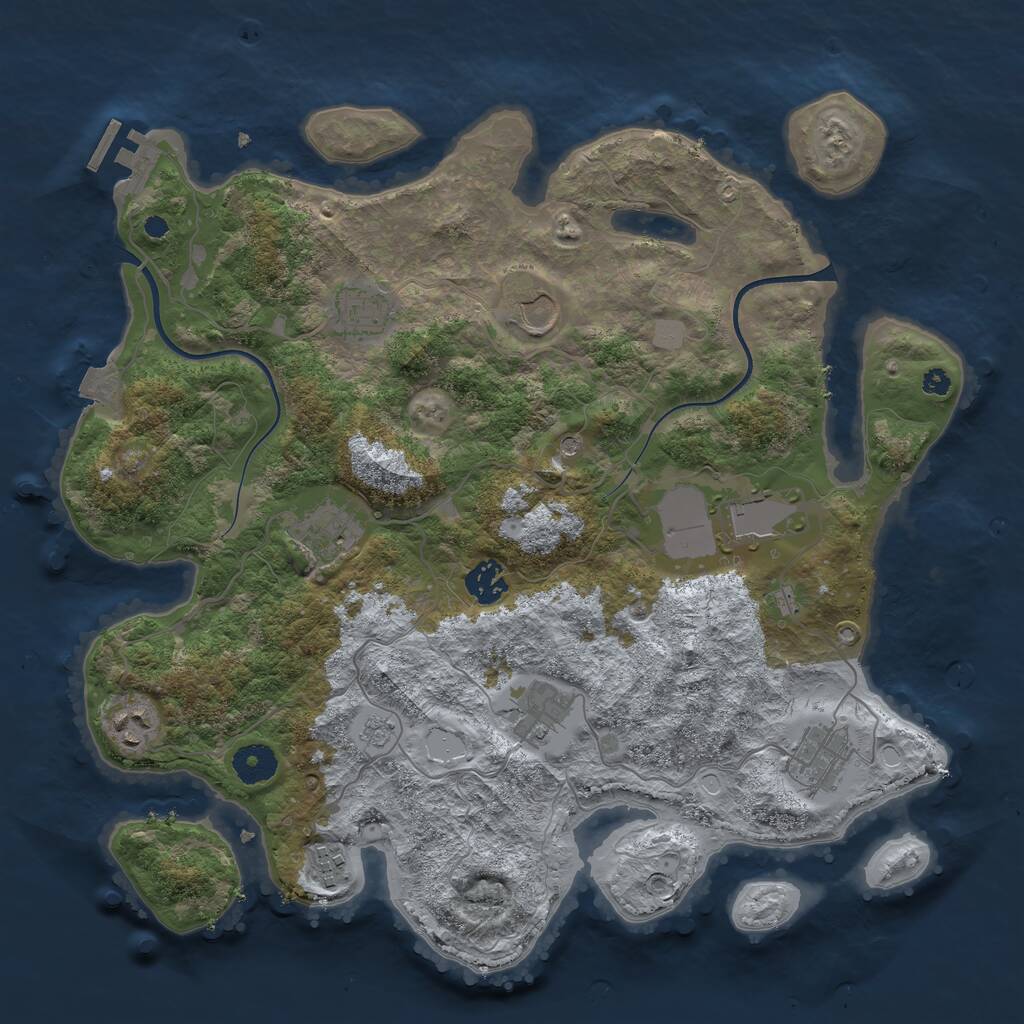 Rust Map: Procedural Map, Size: 3700, Seed: 951357, 13 Monuments