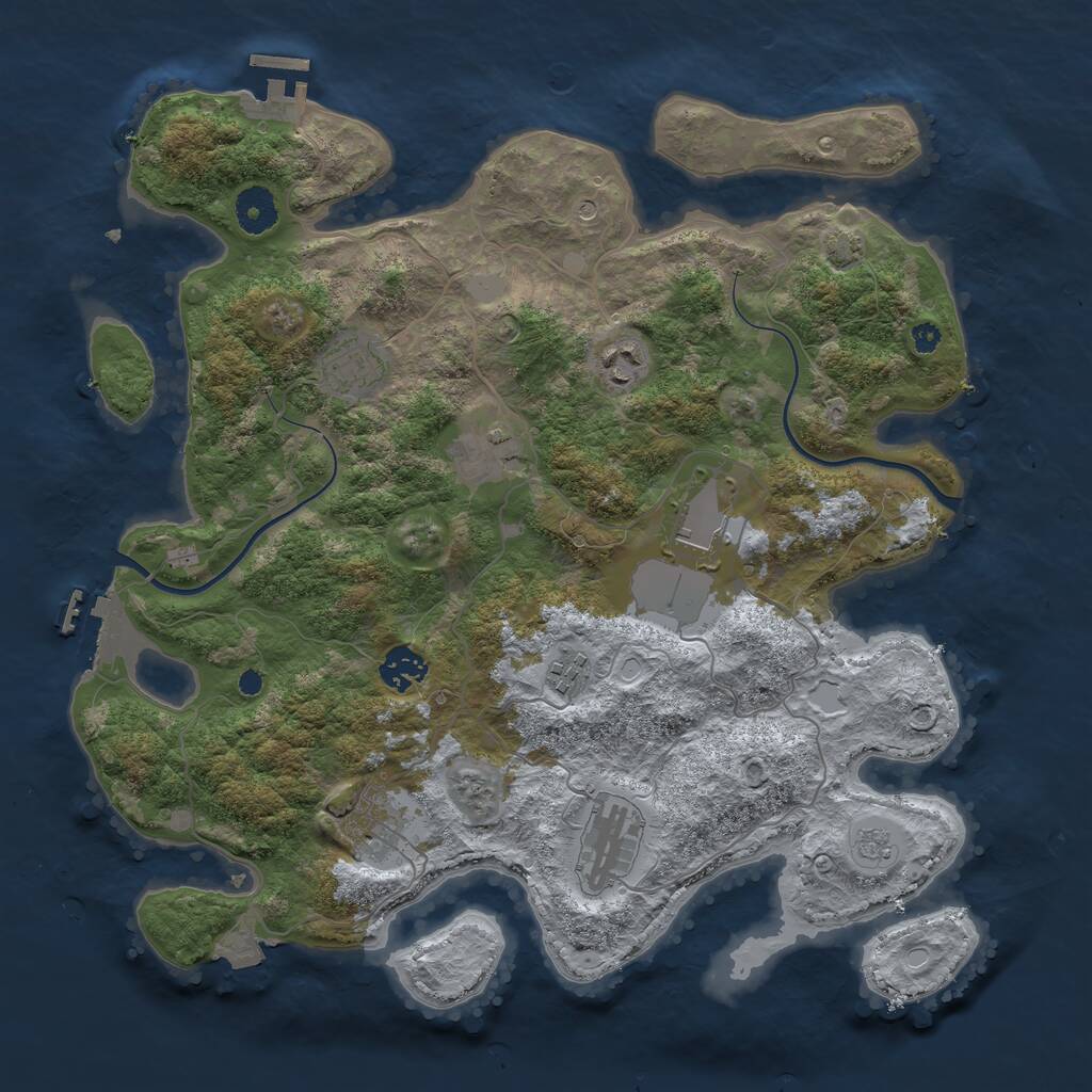 Rust Map: Procedural Map, Size: 3700, Seed: 596449867, 14 Monuments