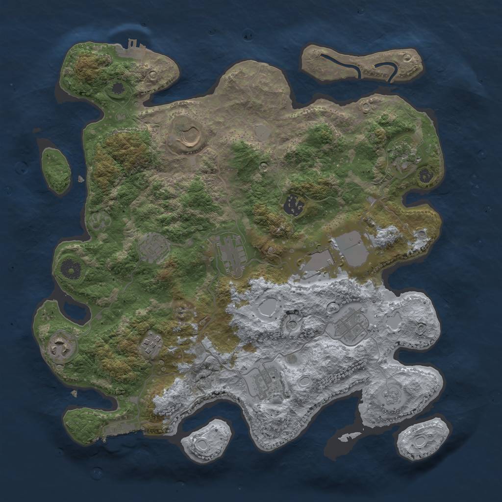 Rust Map: Procedural Map, Size: 3700, Seed: 596449867, 19 Monuments