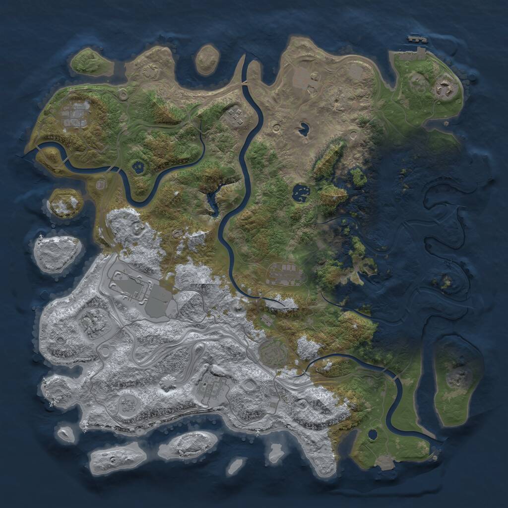 Rust Map: Procedural Map, Size: 4250, Seed: 396288217, 16 Monuments