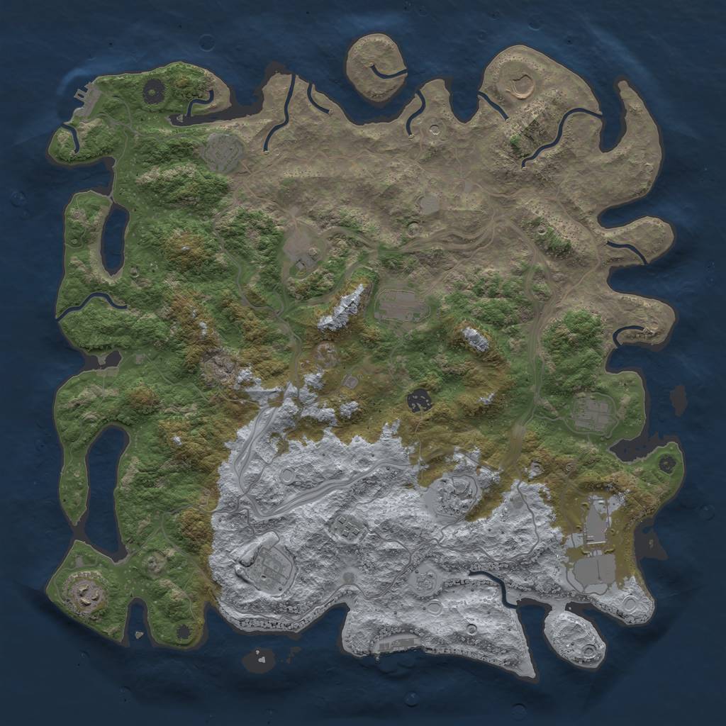 Rust Map: Procedural Map, Size: 4500, Seed: 1701281768, 20 Monuments