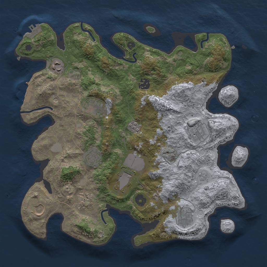 Rust Map: Procedural Map, Size: 3500, Seed: 1786893557, 19 Monuments