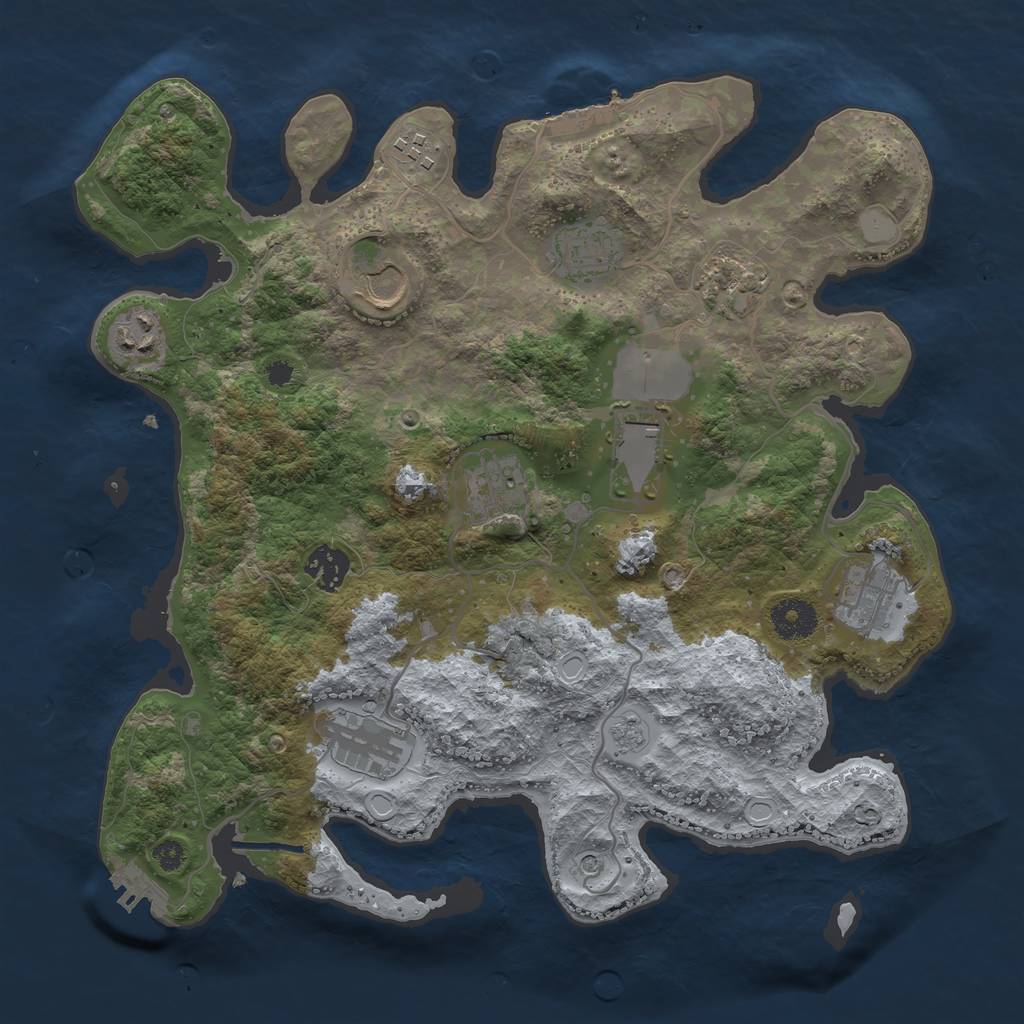 Rust Map: Procedural Map, Size: 3500, Seed: 112688501, 19 Monuments