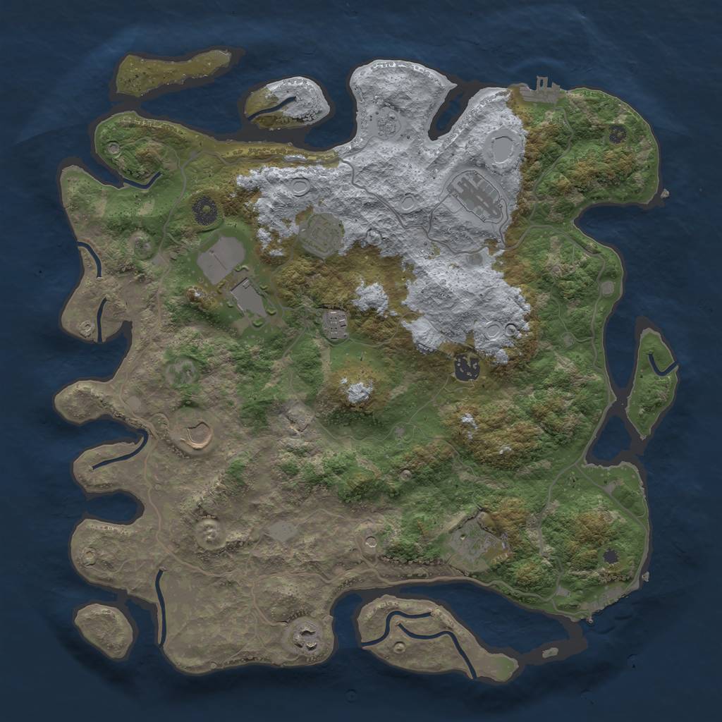 Rust Map: Procedural Map, Size: 4000, Seed: 1989963902, 17 Monuments