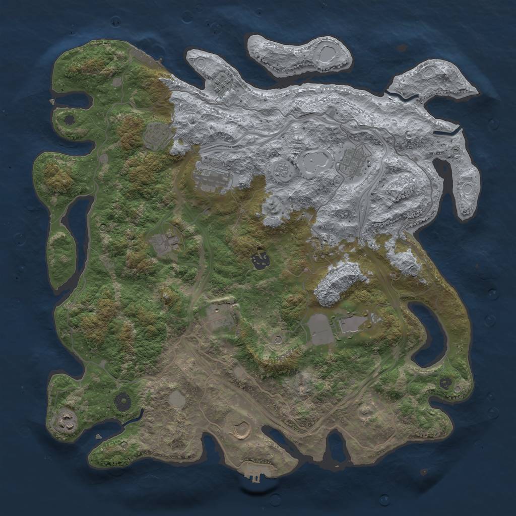 Rust Map: Procedural Map, Size: 4300, Seed: 660325657, 20 Monuments