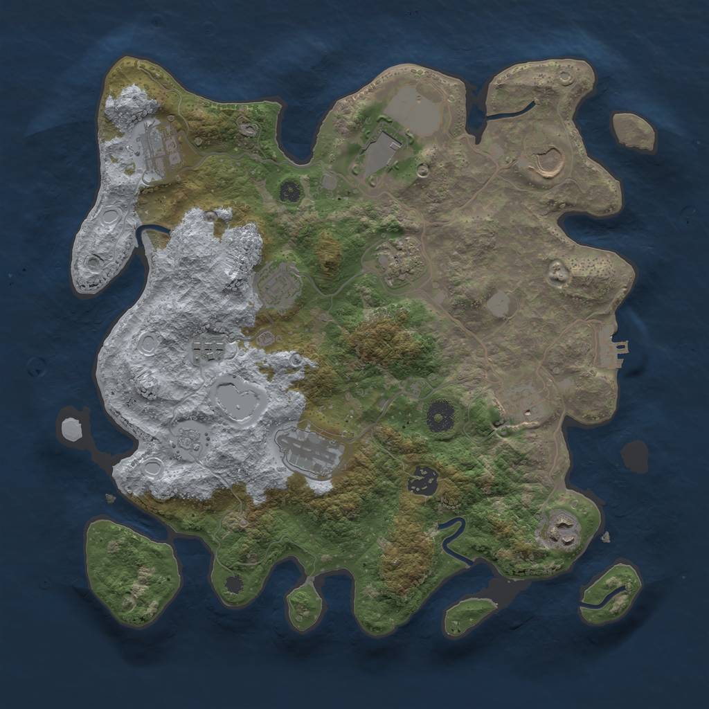 Rust Map: Procedural Map, Size: 3500, Seed: 1679226684, 17 Monuments