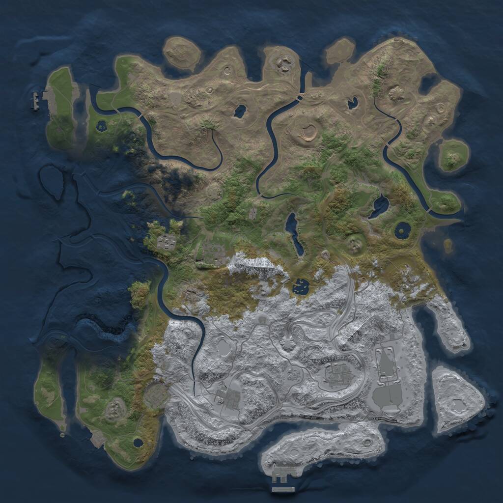 Rust Map: Procedural Map, Size: 4500, Seed: 204943263, 16 Monuments