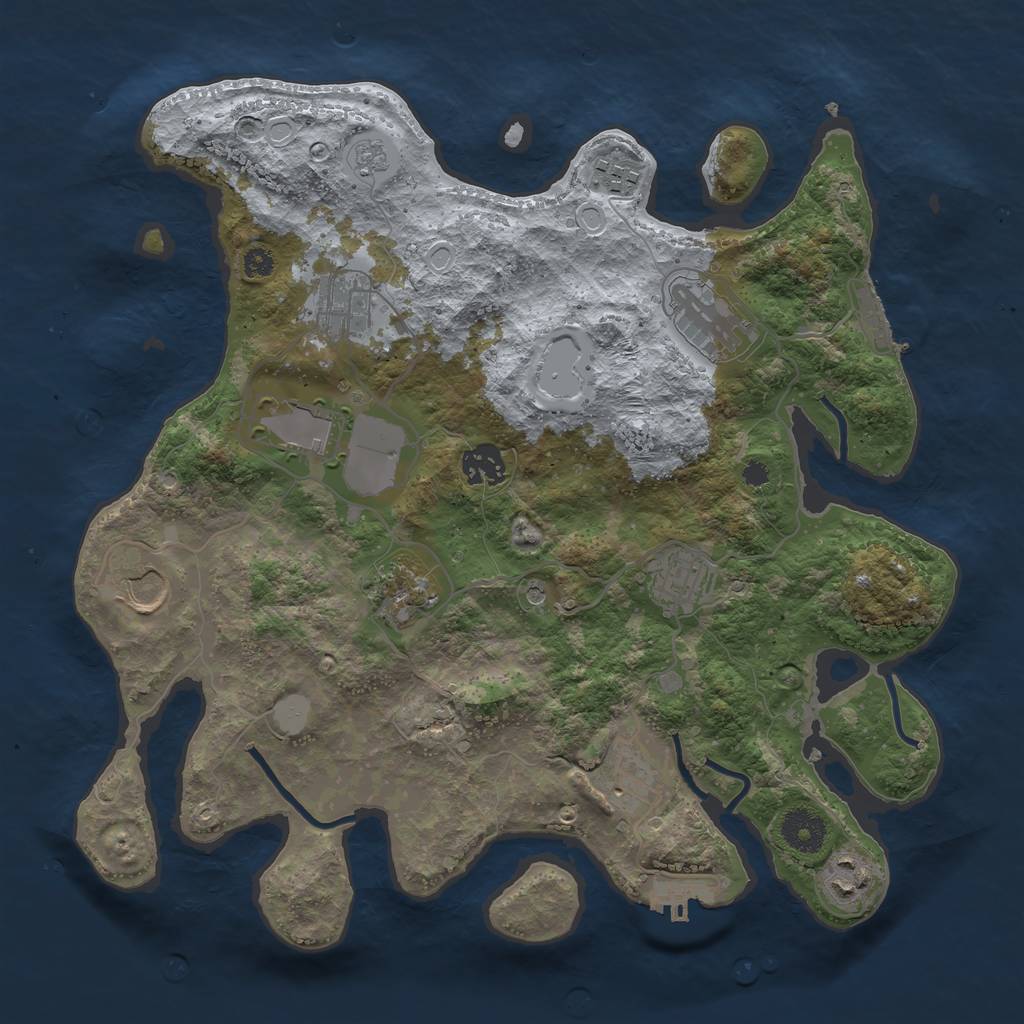 Rust Map: Procedural Map, Size: 3500, Seed: 4209999, 19 Monuments