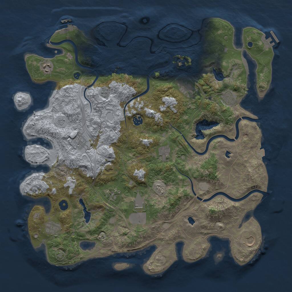 Rust Map: Procedural Map, Size: 4500, Seed: 350198951, 17 Monuments