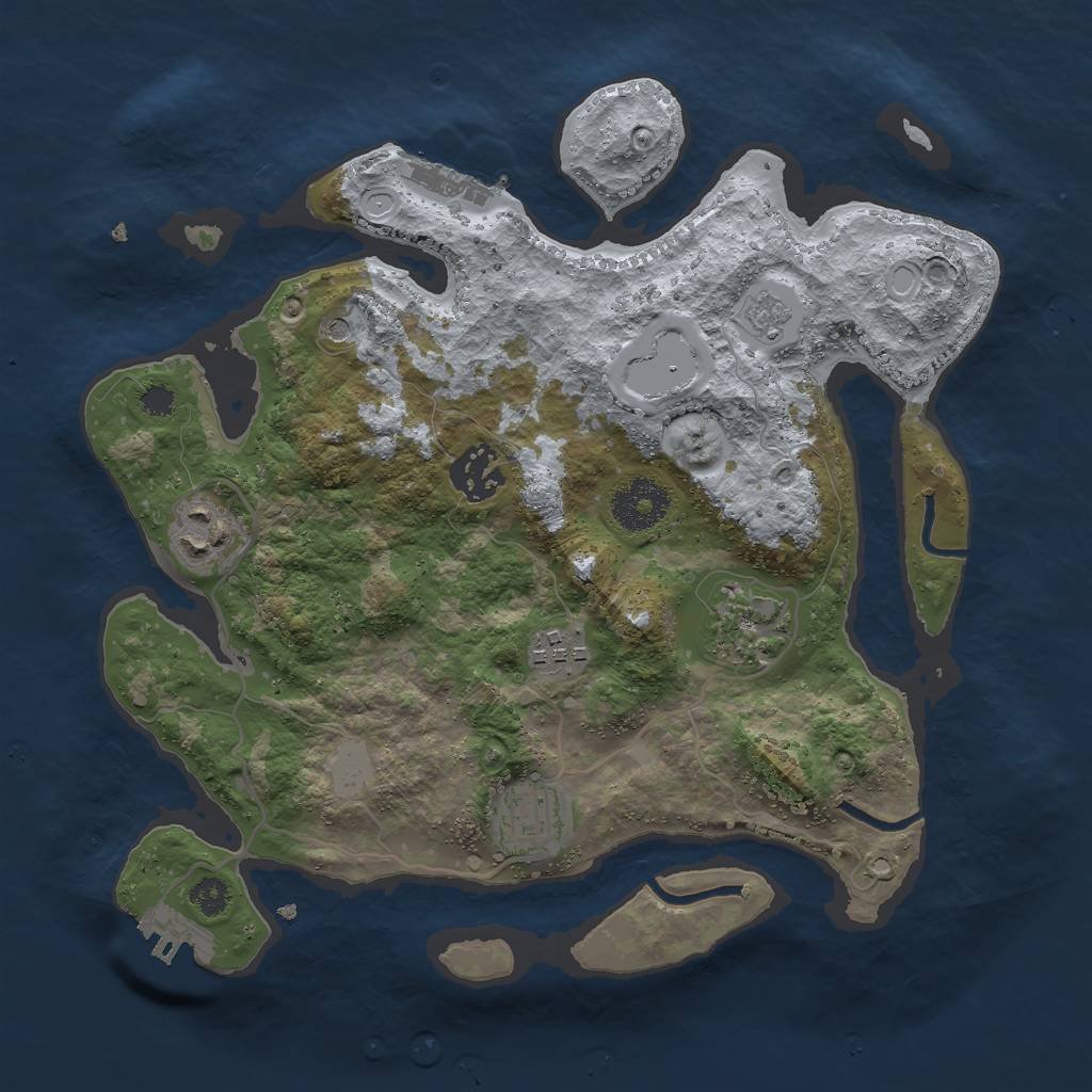 Rust Map: Procedural Map, Size: 3000, Seed: 121628273, 14 Monuments