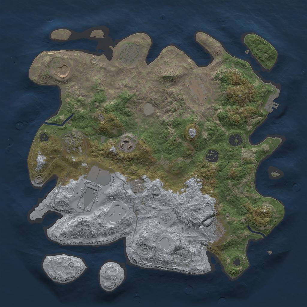 Rust Map: Procedural Map, Size: 3550, Seed: 619312, 17 Monuments