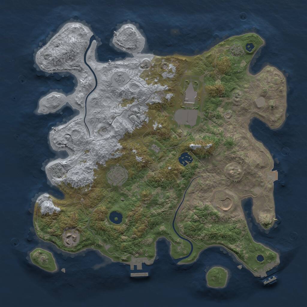 Rust Map: Procedural Map, Size: 3550, Seed: 692286, 13 Monuments