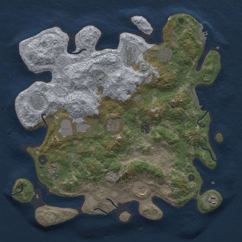 Rust Map: Procedural Map, Size: 3900, Seed: 4985458, 19 Monuments