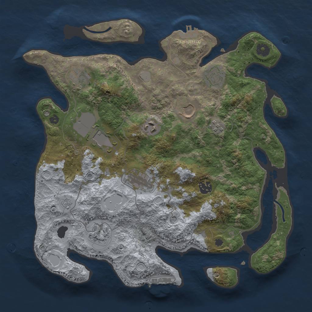 Rust Map: Procedural Map, Size: 3500, Seed: 2864416, 18 Monuments