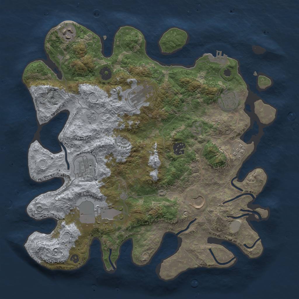 Rust Map: Procedural Map, Size: 3500, Seed: 478921, 16 Monuments