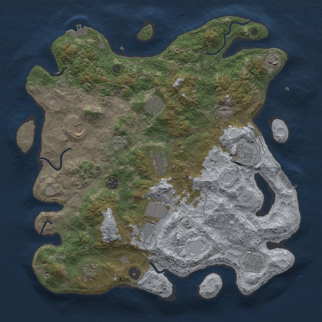 Rust Map: Procedural Map, Size: 4000, Seed: 83642999, 19 Monuments