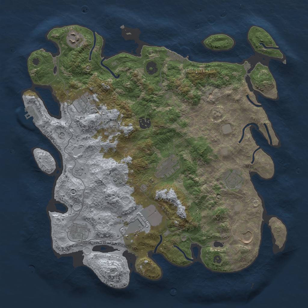 Rust Map: Procedural Map, Size: 3750, Seed: 45634690, 18 Monuments