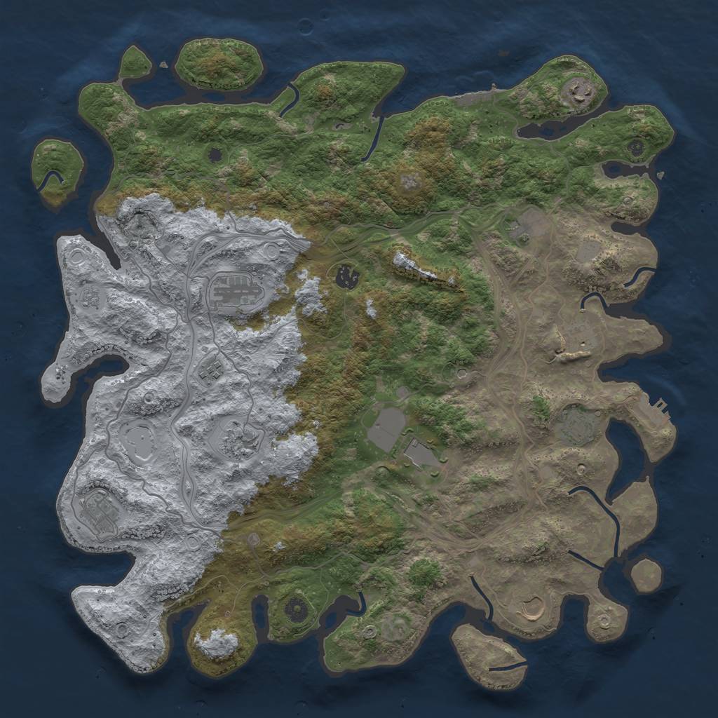 Rust Map: Procedural Map, Size: 4500, Seed: 1254213373, 20 Monuments