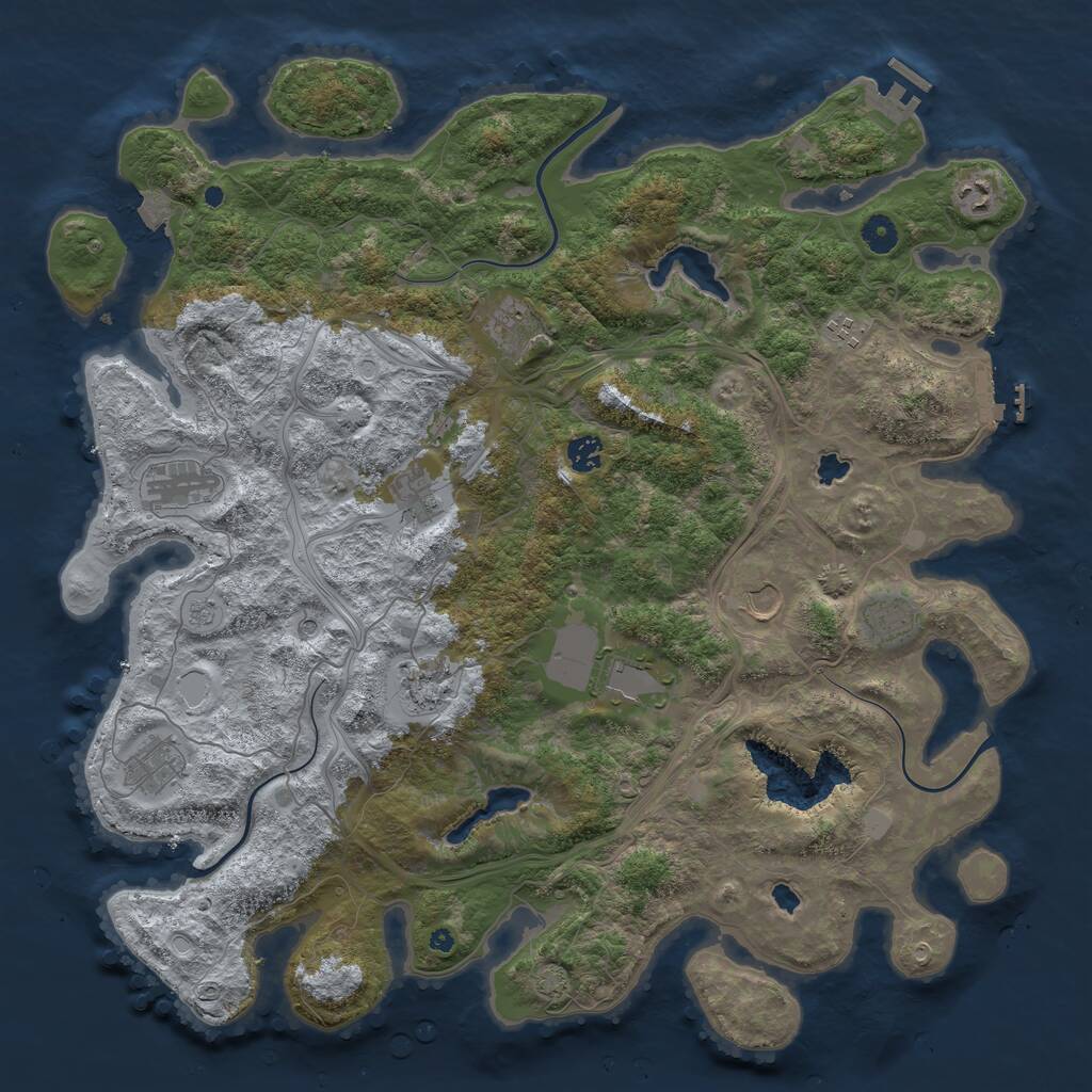 Rust Map: Procedural Map, Size: 4500, Seed: 1254213373, 17 Monuments