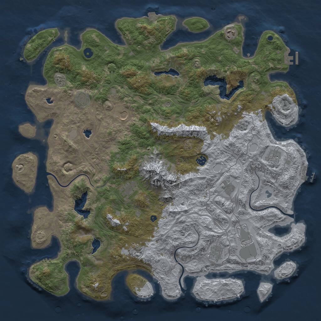 Rust Map: Procedural Map, Size: 5000, Seed: 1373525204, 17 Monuments