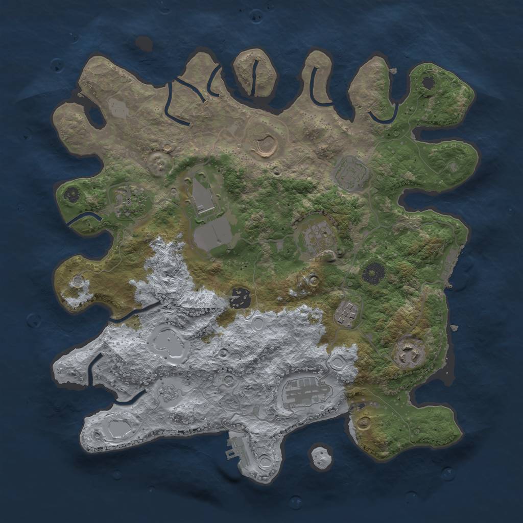 Rust Map: Procedural Map, Size: 3550, Seed: 234609, 18 Monuments