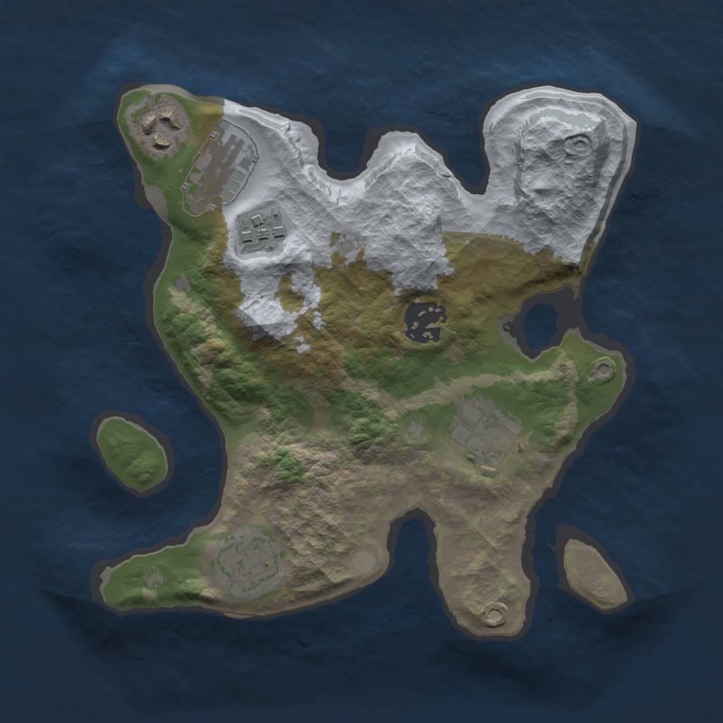 Rust Map: Barren, Size: 2500, Seed: 1010, 8 Monuments