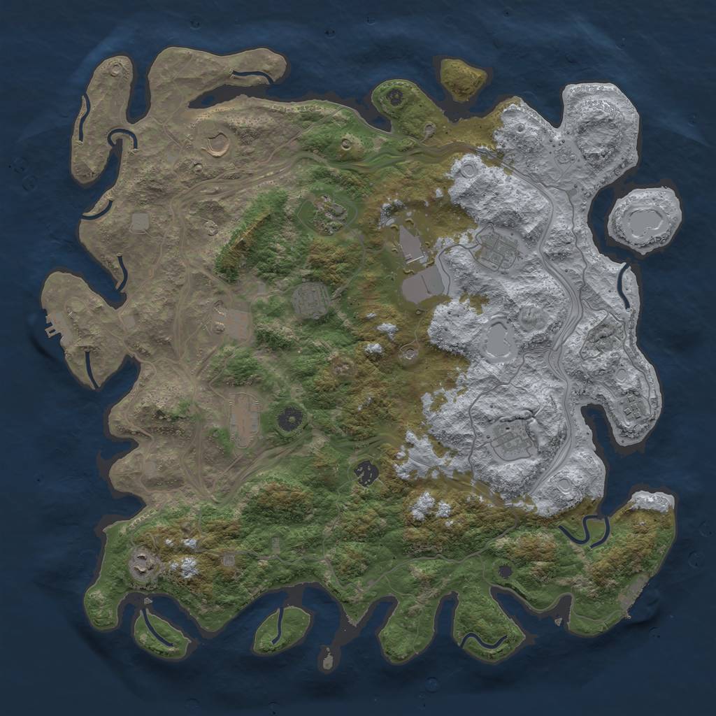 Rust Map: Procedural Map, Size: 4500, Seed: 1172891686, 20 Monuments
