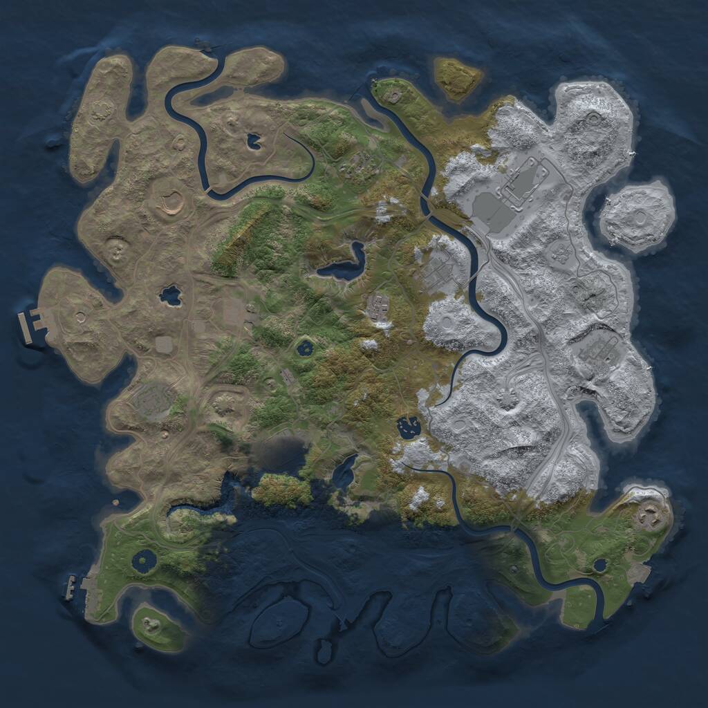 Rust Map: Procedural Map, Size: 4500, Seed: 1172891686, 17 Monuments