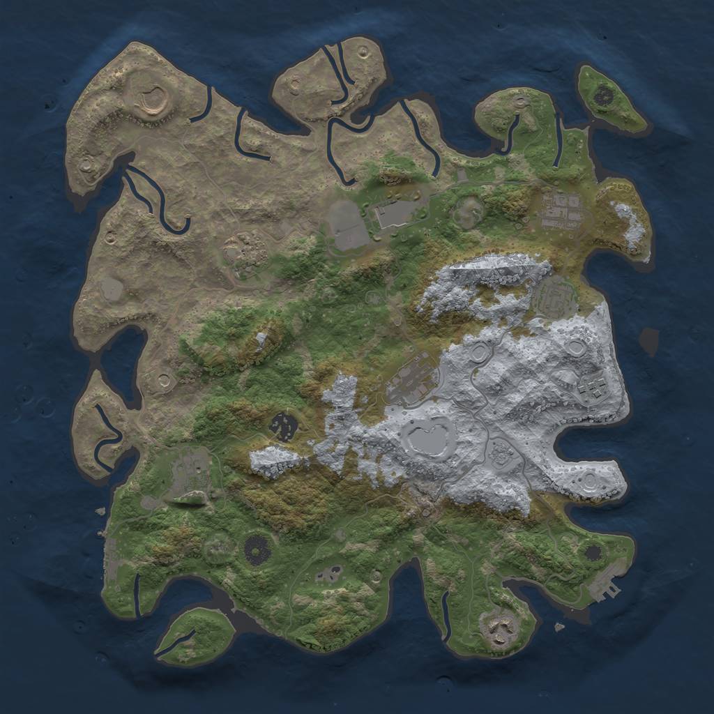 Rust Map: Procedural Map, Size: 3800, Seed: 23287, 19 Monuments