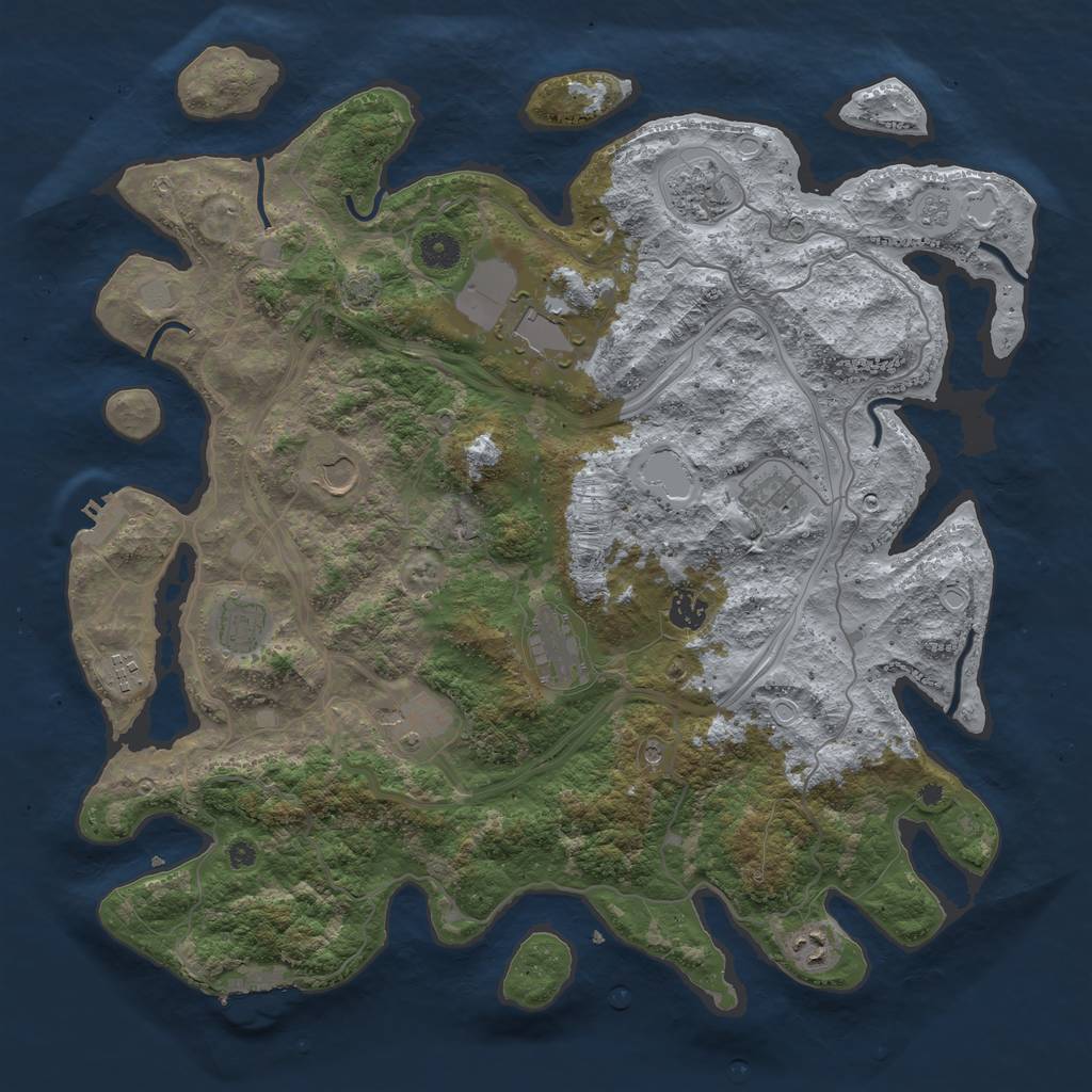 Rust Map: Procedural Map, Size: 4250, Seed: 912790839, 18 Monuments