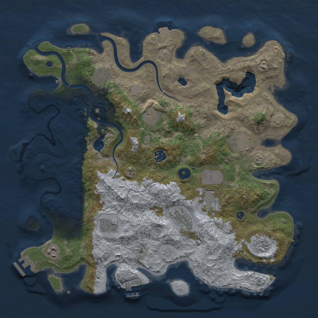 Rust Map: Procedural Map, Size: 4000, Seed: 36638717, 16 Monuments