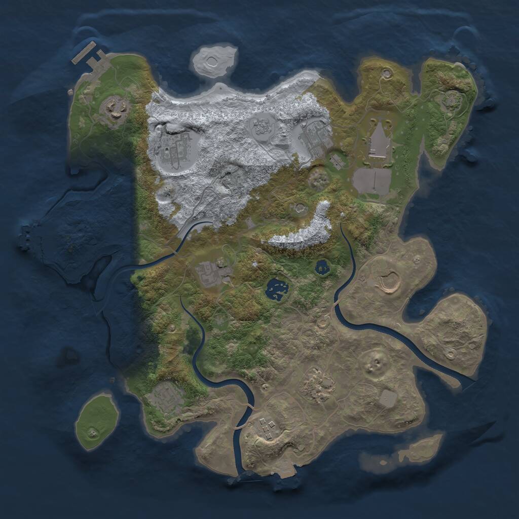 Rust Map: Procedural Map, Size: 3550, Seed: 802002, 16 Monuments