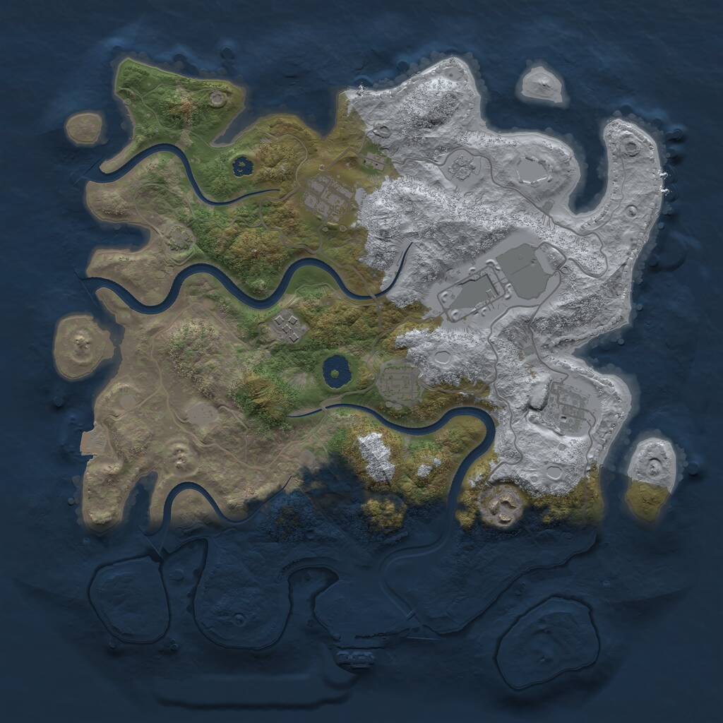 Rust Map: Procedural Map, Size: 3550, Seed: 492239, 10 Monuments