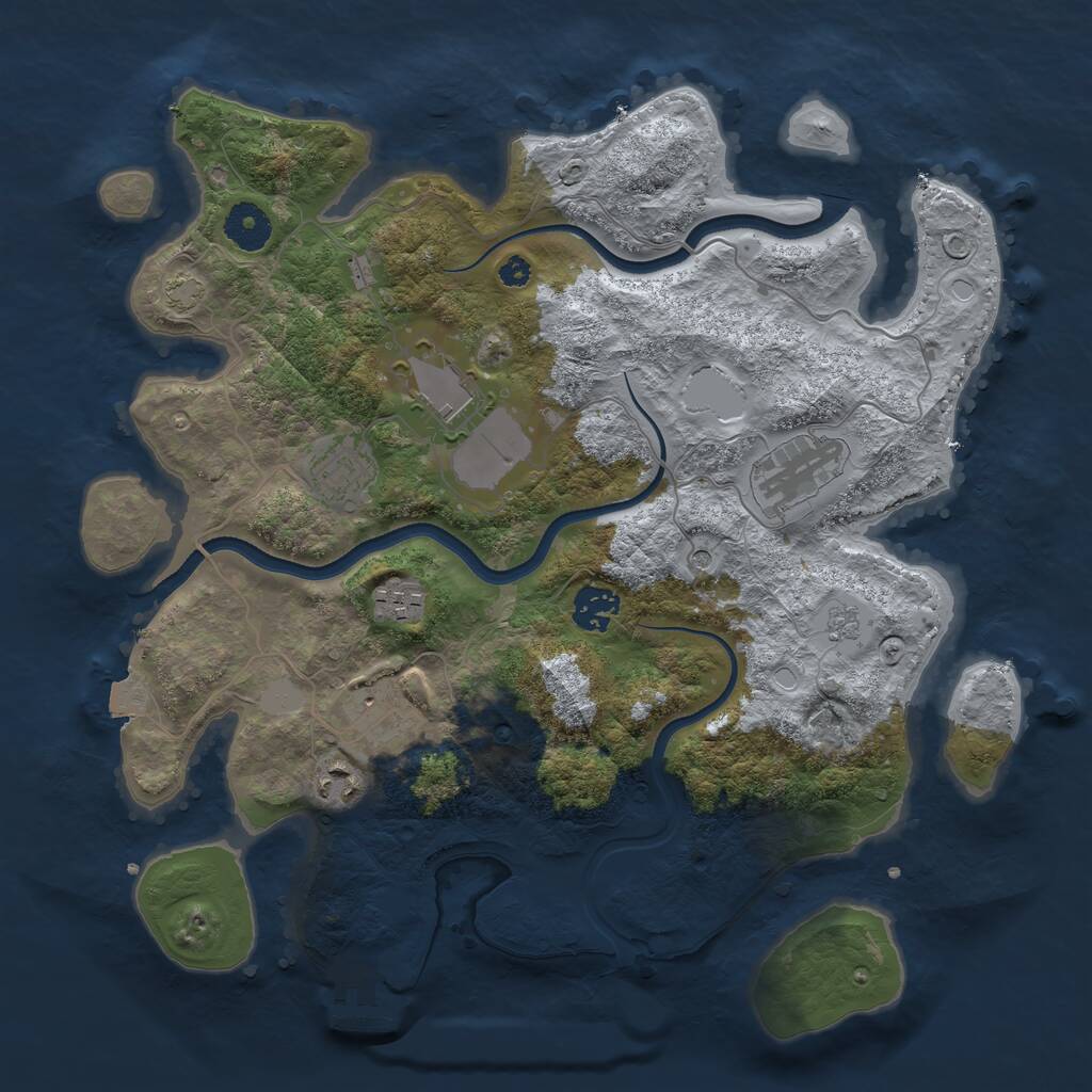 Rust Map: Procedural Map, Size: 3550, Seed: 492239, 12 Monuments